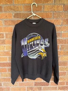 Vintage 1994 Minnesota Vikings NFL Black Crew Neck Sweatshirt Fan Sportswear XL